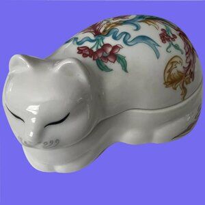 Palais De Versailles Vintage Cat Trinket Box Made in Japan for Elizabeth Arden